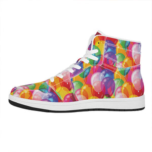 Colorful Balloon Pattern Print High Top Leather Sneakers