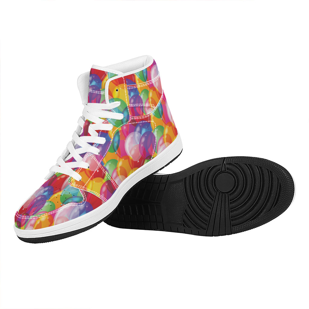 Colorful Balloon Pattern Print High Top Leather Sneakers