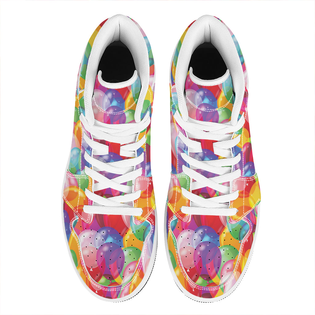 Colorful Balloon Pattern Print High Top Leather Sneakers