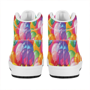 Colorful Balloon Pattern Print High Top Leather Sneakers