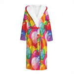Colorful Balloon Pattern Print Hooded Bathrobe