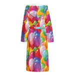 Colorful Balloon Pattern Print Hooded Bathrobe