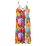 Colorful Balloon Pattern Print Jersey Midi Cami Dress