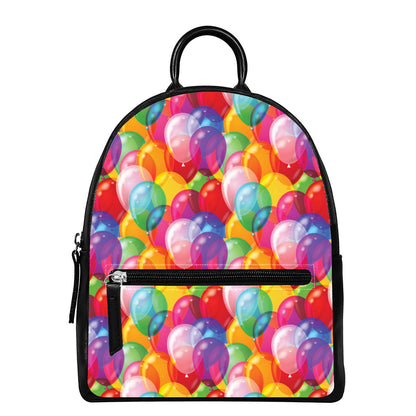 Colorful Balloon Pattern Print Leather Backpack