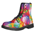 Colorful Balloon Pattern Print Lace-Up Boots
