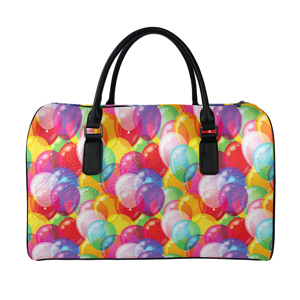 Colorful Balloon Pattern Print Leather Duffle Bag