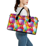 Colorful Balloon Pattern Print Leather Duffle Bag