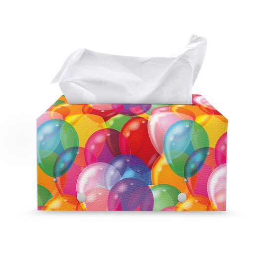 Colorful Balloon Pattern Print Leather Tissue Box Cover