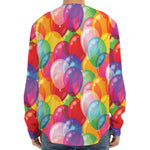Colorful Balloon Pattern Print Long Sleeve Baseball Jersey