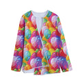 Colorful Balloon Pattern Print Long Sleeve Short Coat