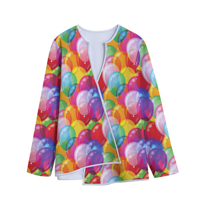 Colorful Balloon Pattern Print Long Sleeve Short Coat