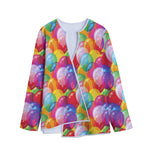 Colorful Balloon Pattern Print Long Sleeve Short Coat