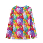 Colorful Balloon Pattern Print Long Sleeve Short Coat