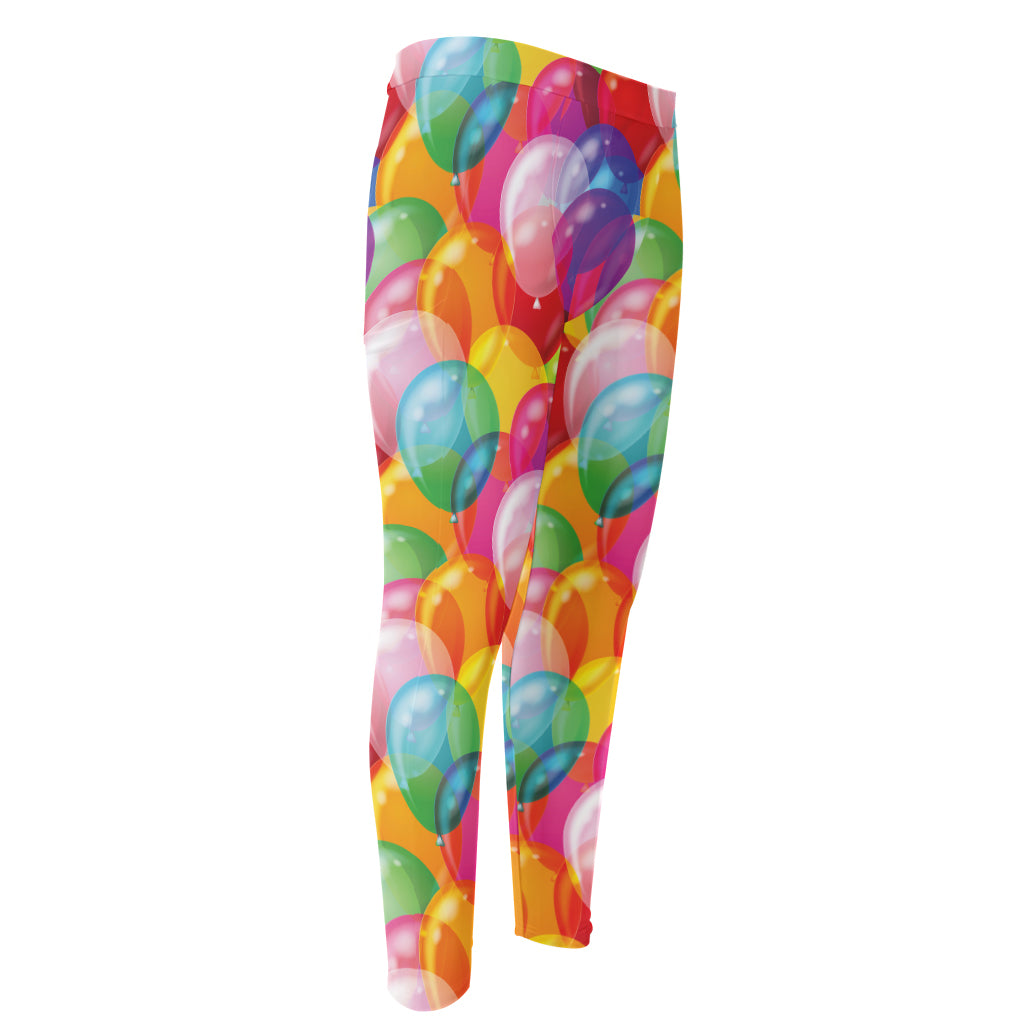 Colorful Balloon Pattern Print Men's Compression Pants