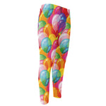 Colorful Balloon Pattern Print Men's Compression Pants