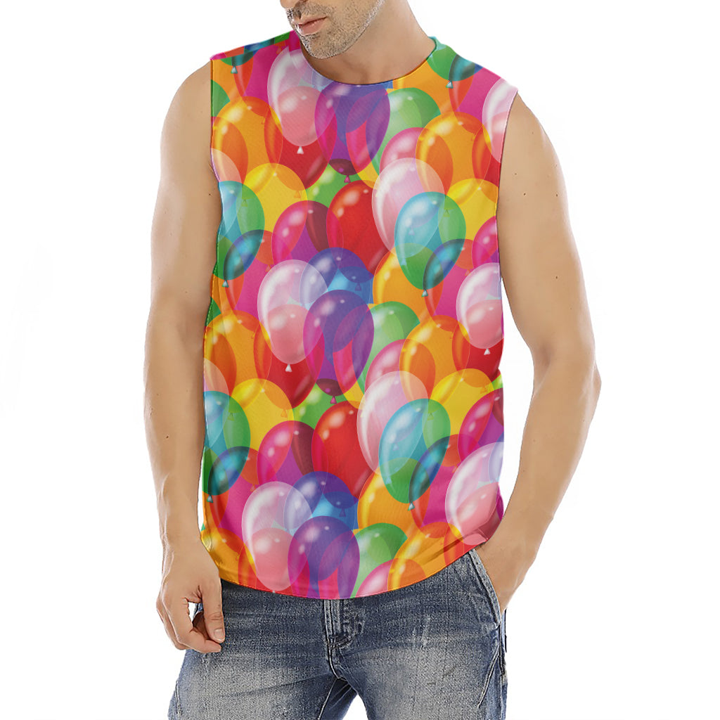 Colorful Balloon Pattern Print Men's Fitness Tank Top