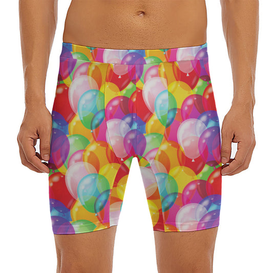 Colorful Balloon Pattern Print Men's Long Boxer Briefs