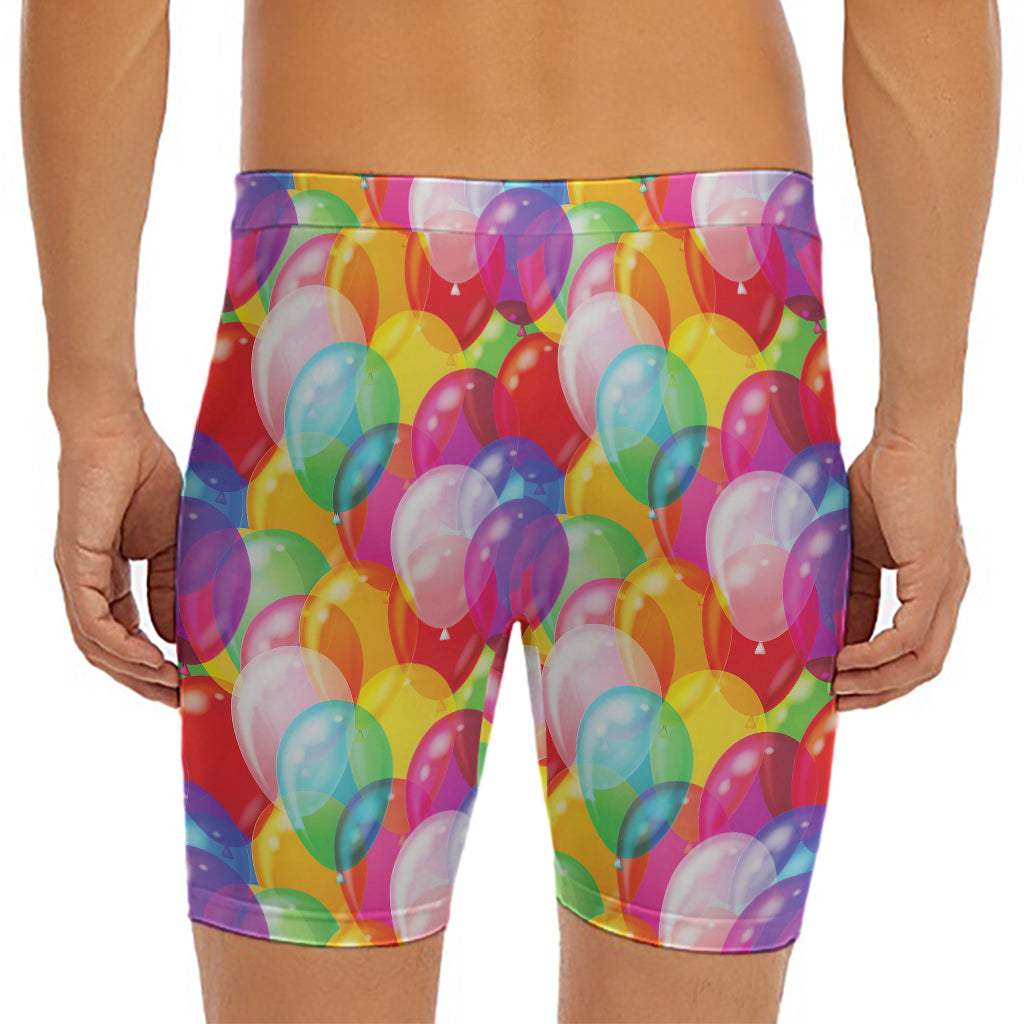 Colorful Balloon Pattern Print Men's Long Boxer Briefs