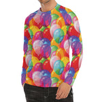 Colorful Balloon Pattern Print Men's Long Sleeve Rash Guard