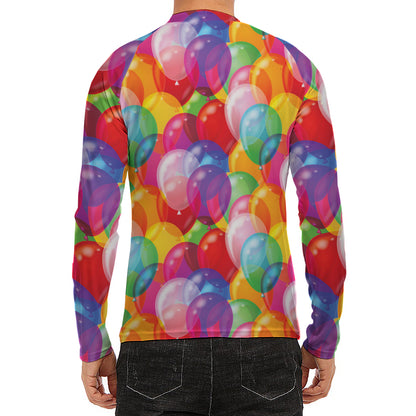 Colorful Balloon Pattern Print Men's Long Sleeve Rash Guard