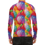 Colorful Balloon Pattern Print Men's Long Sleeve Rash Guard