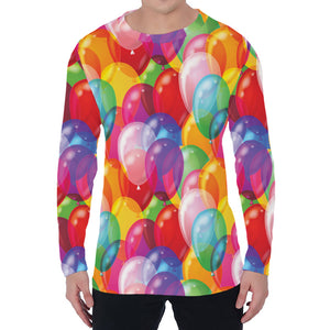 Colorful Balloon Pattern Print Men's Long Sleeve T-Shirt