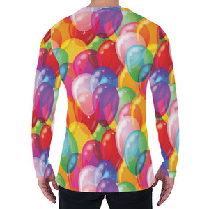 Colorful Balloon Pattern Print Men's Long Sleeve T-Shirt