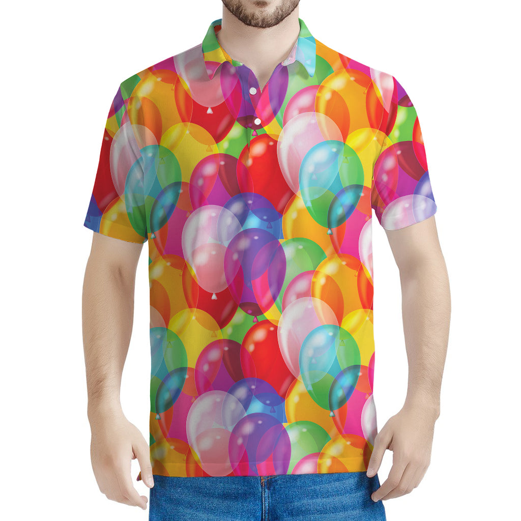Colorful Balloon Pattern Print Men's Polo Shirt