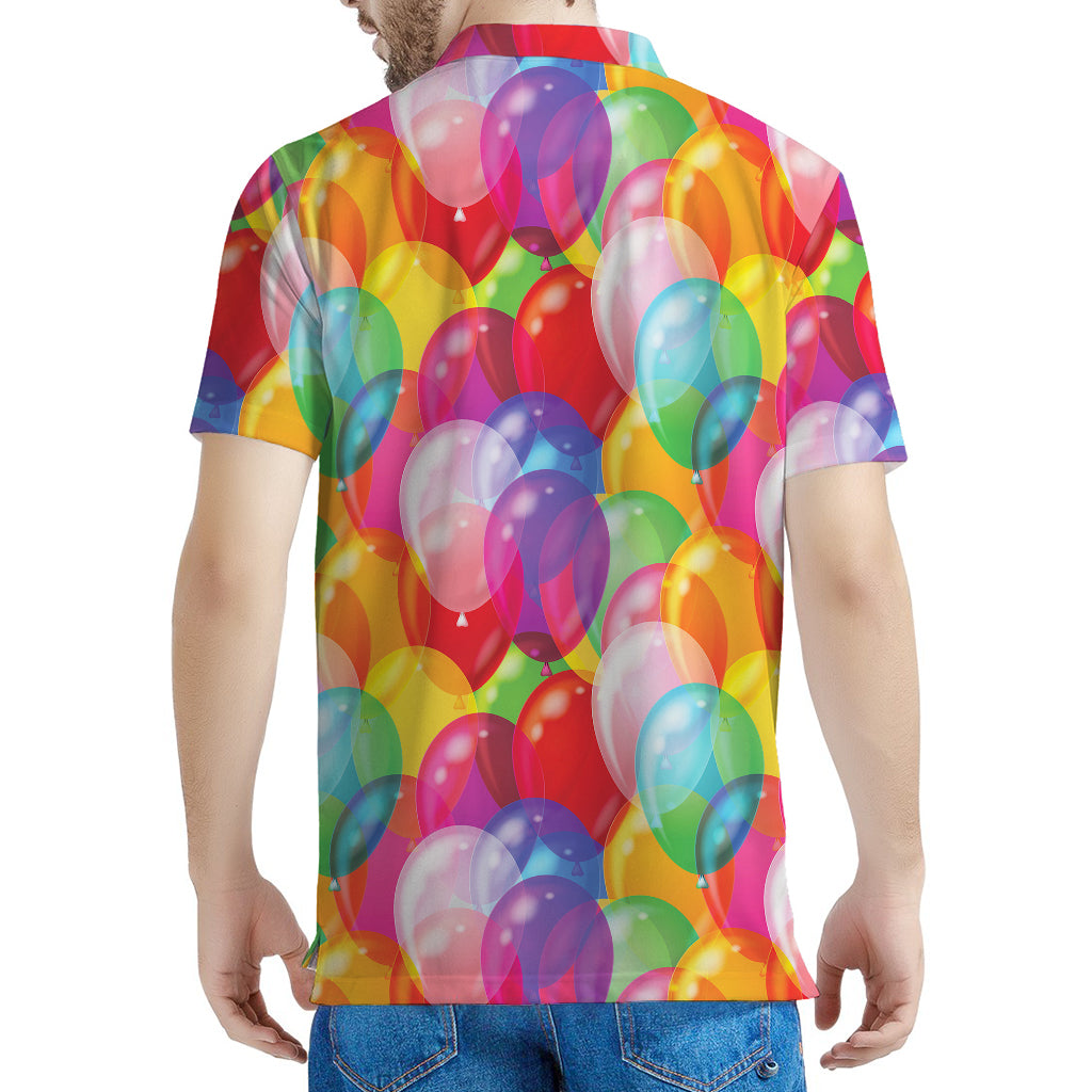 Colorful Balloon Pattern Print Men's Polo Shirt