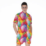 Colorful Balloon Pattern Print Men's Rompers