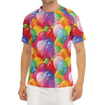 Colorful Balloon Pattern Print Men's Short Sleeve Rash Guard