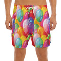Colorful Balloon Pattern Print Men's Split Running Shorts