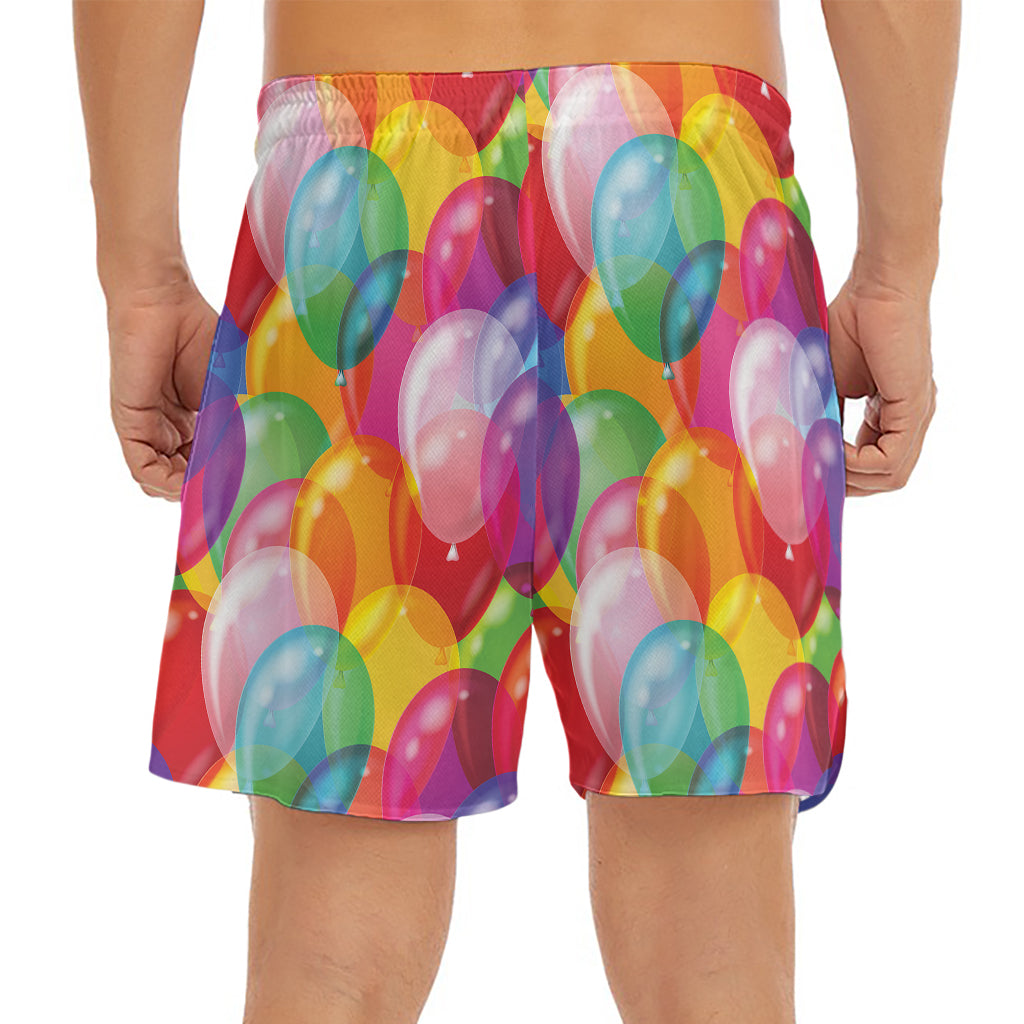 Colorful Balloon Pattern Print Men's Split Running Shorts