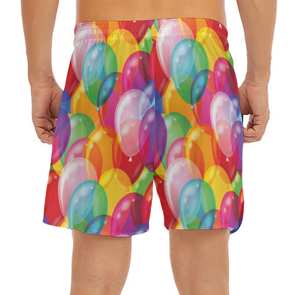 Colorful Balloon Pattern Print Men's Split Running Shorts
