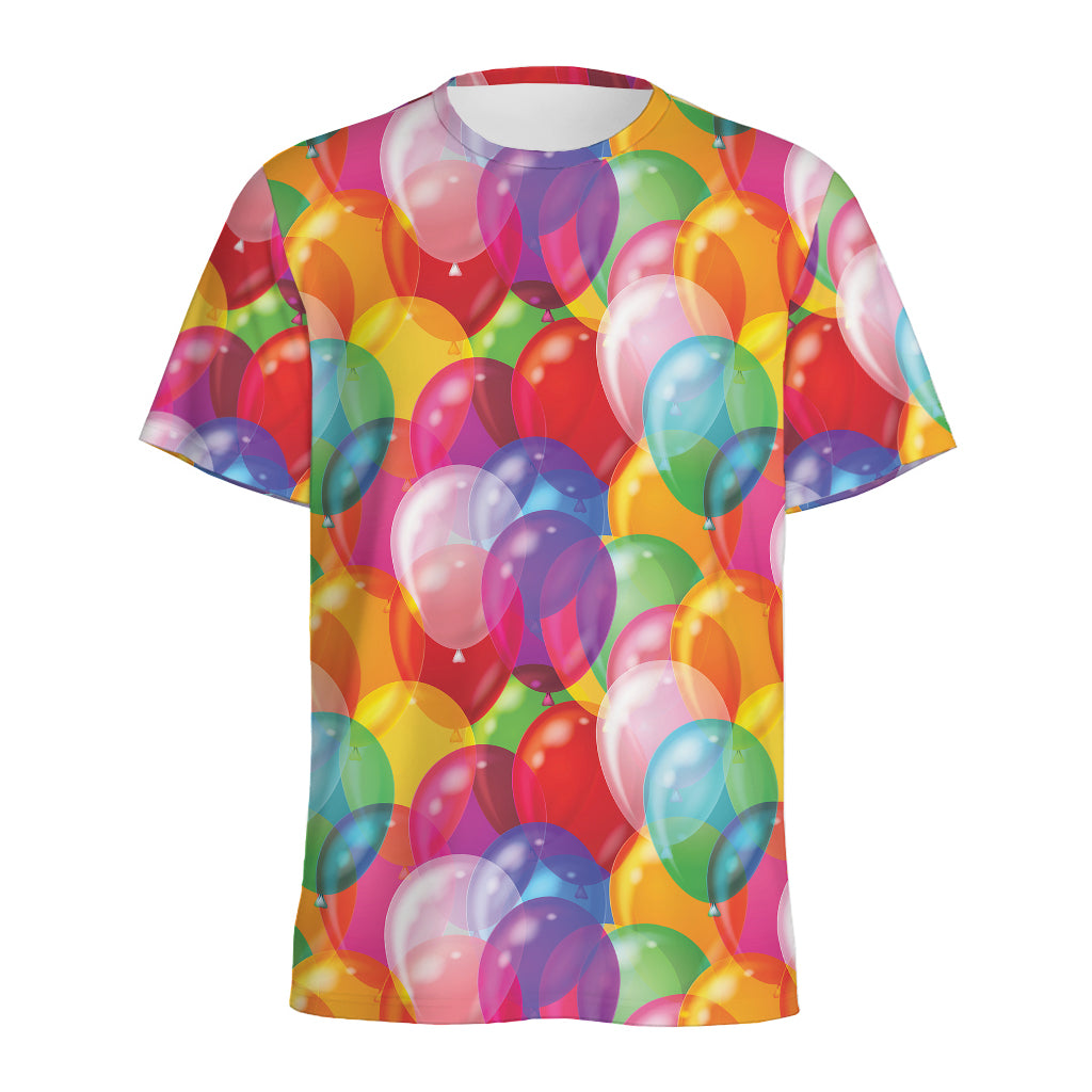 Colorful Balloon Pattern Print Men's Sports T-Shirt