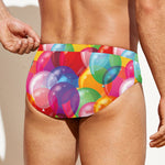 Colorful Balloon Pattern Print Men's Swim Briefs