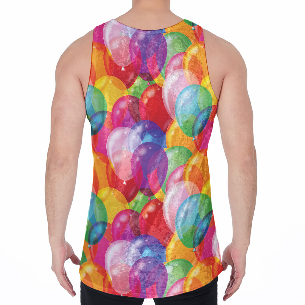 Colorful Balloon Pattern Print Men's Velvet Tank Top