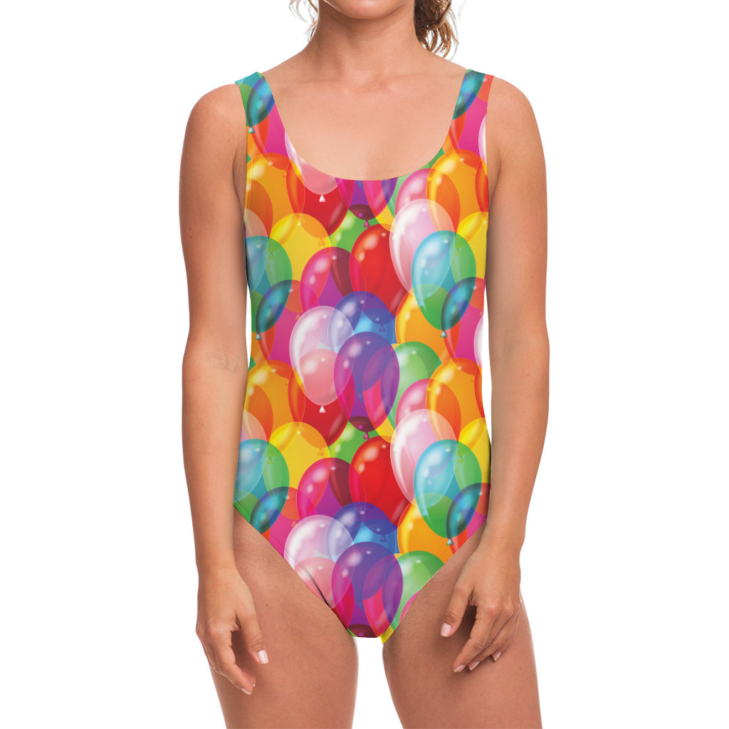Colorful Balloon Pattern Print One Piece Swimsuit