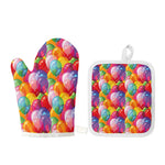 Colorful Balloon Pattern Print Oven Mitt And Pot Holder Set