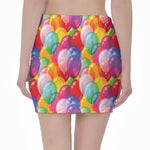 Colorful Balloon Pattern Print Pencil Mini Skirt