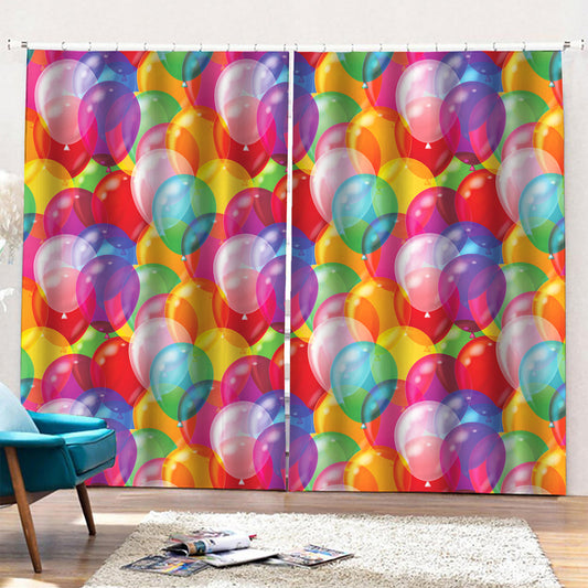Colorful Balloon Pattern Print Pencil Pleat Curtains