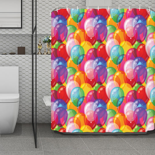 Colorful Balloon Pattern Print Polyester Shower Curtain
