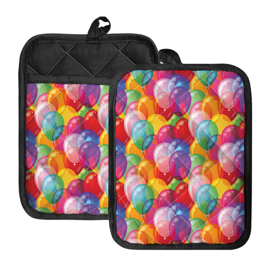 Colorful Balloon Pattern Print Pot Holders With Pocket