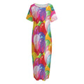 Colorful Balloon Pattern Print Short Sleeve Long Nightdress