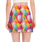 Colorful Balloon Pattern Print Side Slit Mini Skirt