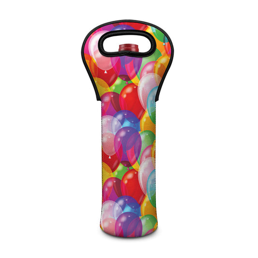 Colorful Balloon Pattern Print Single Neoprene Wine Tote