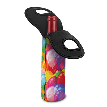 Colorful Balloon Pattern Print Single Neoprene Wine Tote