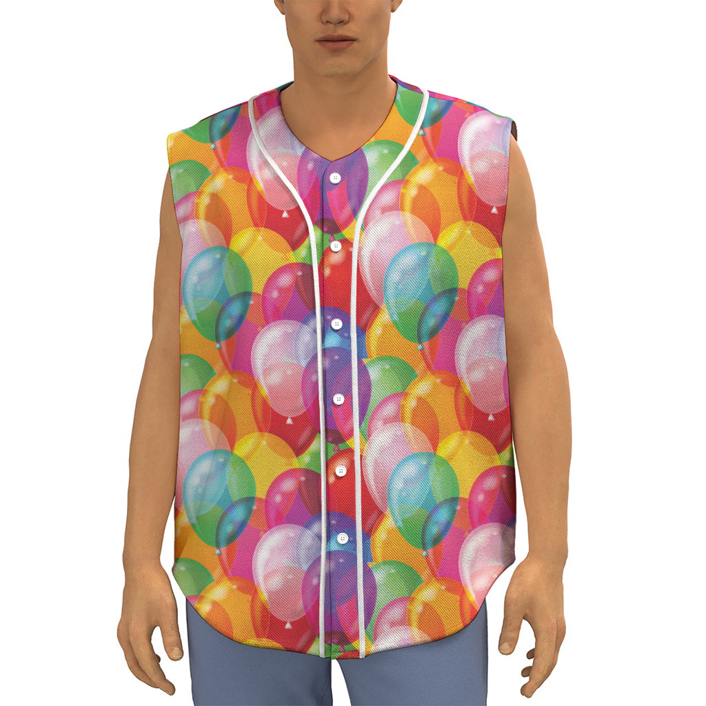 Colorful Balloon Pattern Print Sleeveless Baseball Jersey