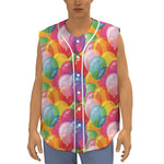 Colorful Balloon Pattern Print Sleeveless Baseball Jersey