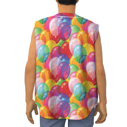 Colorful Balloon Pattern Print Sleeveless Baseball Jersey